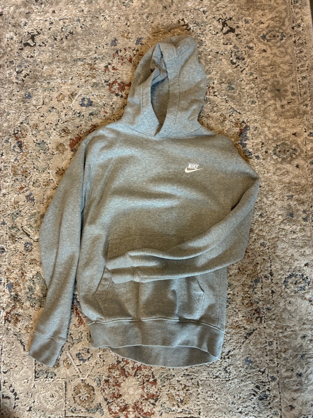 Nike Light Gray Pullover Hoodie with White Swoosh